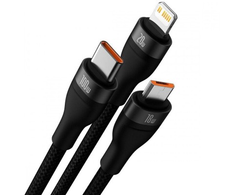Дата кабель Baseus Flash Series 2 USB to MicroUSB-Lightning-Type-C 100W (1.2m) (CASS03000) (00000063677_1)