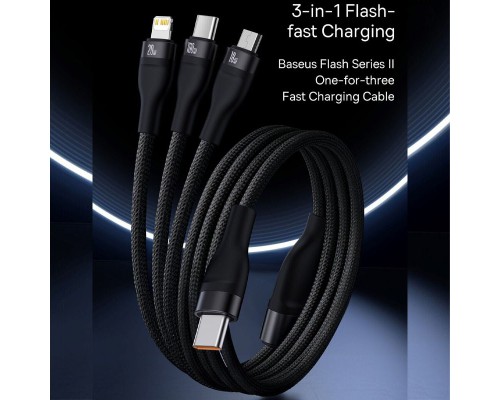 Дата кабель Baseus Flash Series 2 USB to MicroUSB-Lightning-Type-C 100W (1.2m) (CASS03000) (00000063677_1)