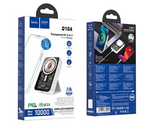 Портативное ЗУ Power Bank Hoco Q10A Transparent PD20W с БЗУ 10000 mAh (00000067628_1)