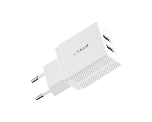 СЗУ USAMS US-CC090 T24 2.1A Dual USB Travel Charger （EU） (00000034482_1)