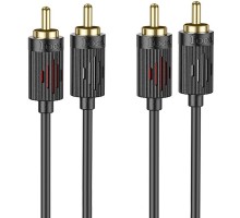 Кабель аудио Hoco UPA29 2 RCA to 2 RCA red and white double lotus (1.5m) (00000071071_1)