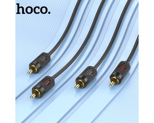 Кабель аудио Hoco UPA29 2 RCA to 2 RCA red and white double lotus (1.5m) (00000071071_1)