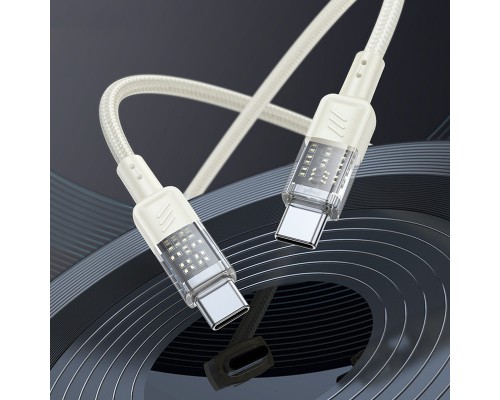 Дата кабель Hoco U129 Spirit Transparent Type-C to Type-C 60W (1.2m) (00000071076_2)