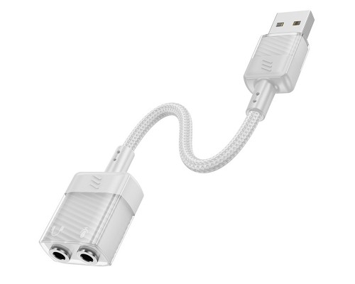 Переходник Aux Hoco LS37 Spirit 2in1 transparent external sound card USB to 3.5mm (00000071077_1)