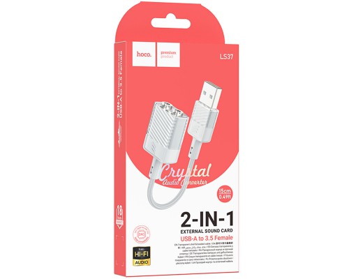 Переходник Aux Hoco LS37 Spirit 2in1 transparent external sound card USB to 3.5mm (00000071077_1)