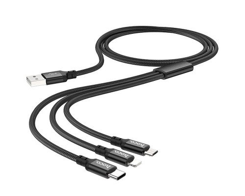 Дата кабель Hoco X14 Times Speed 3in1 (Lightning+Micro USB+Type-C) (1m) (00000038609_2)
