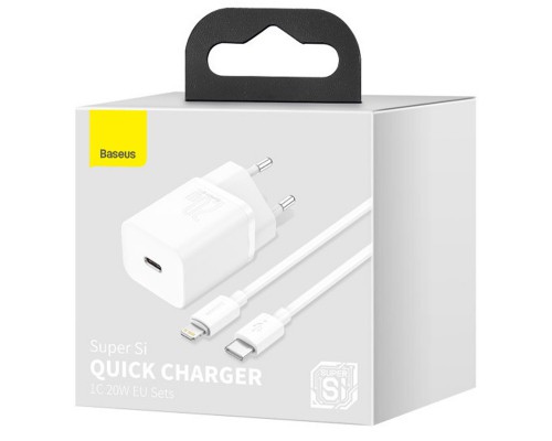 СЗУ Baseus Super Si Quick Charger 1C 20W + кабель Type-C to Lightning (TZCCSUP-B) (00000048652_2)