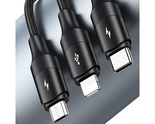 Дата кабель Usams US-SJ515 U73 3IN1 Aluminum Alloy Cable 1.2m (00000049215_1)