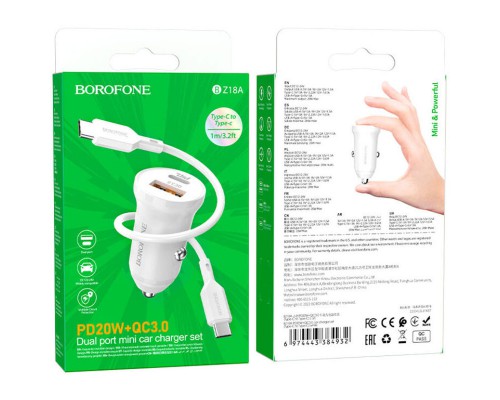 АЗУ Borofone BZ18A PD20W+QC3.0 + Type-C to Type-C (00000056895_2)