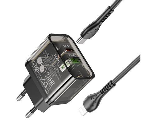 СЗУ Hoco N34 Dazzling PD20W+QC3.0 + Type-C to Lightning (00000066605_1)