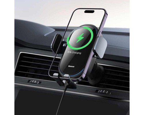Автодержатель с БЗУ Baseus LightChaser Wireless Charging Electric Car Mount 15W (C40355900121-00) (00000066003_1)