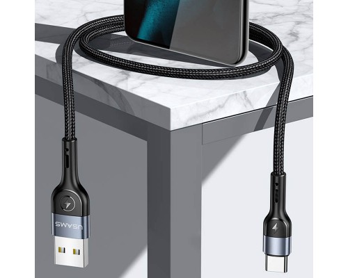 Дата кабель Usams US-SJ449 U55 Aluminum Alloy Braided USB to Type-C (1m) (00000062674_1)