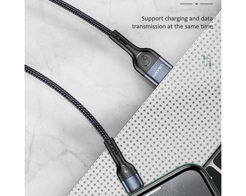 Дата кабель Usams US-SJ448 U55 Aluminum Alloy Braided USB to Lightning (1m) (00000062675_1)