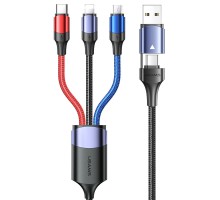 Дата кабель Usams US-SJ549 U71 USB + Type-C to Triple Head 3in1 (1.2m) (00000062676_1)