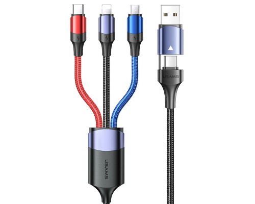 Дата кабель Usams US-SJ549 U71 USB + Type-C to Triple Head 3in1 (1.2m) (00000062676_1)