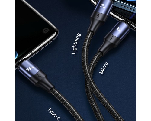 Дата кабель Usams US-SJ511 U71 All in One Aluminum Alloy USB + Type-C to Triple Head 3in1 100W(1.2m) (00000062677_1)