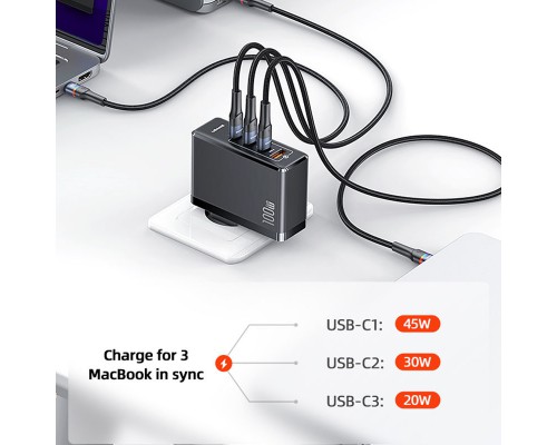 СЗУ Usams US-CC163 T50 100W 4 Ports ACCC GaN Fast Charger (00000062678_1)