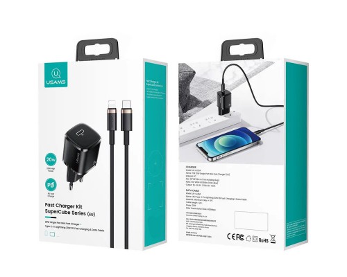 СЗУ Usams US-XFK T36 20W 1C Charger + US-SJ484 U63 20W PD (00000062680_1)
