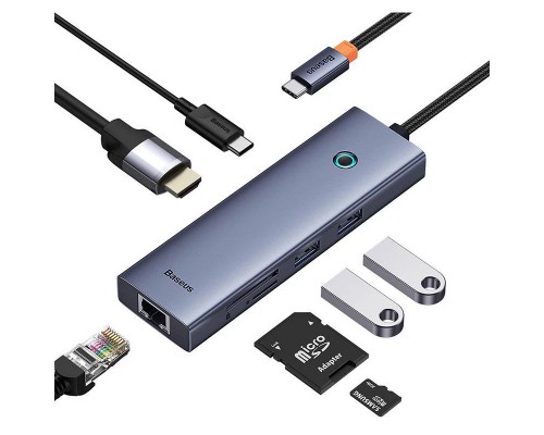 Переходник Baseus Hub UltraJoy 7-Port (Type-C to HDMI4K@60Hz+USB3.0*2+PD+SD/TF3.0+3.5mm) (B0005280) (00000074783_1)