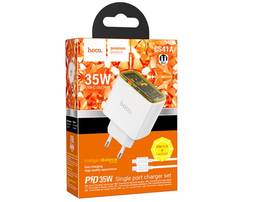 СЗУ Hoco CS41A Smart PD35W (1C) + Type-C to Lightning (00000071118_2)