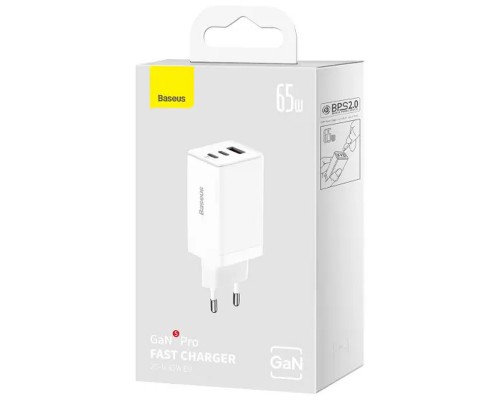 СЗУ Baseus GaN5 Pro 65W 2Type-C+USB 100W EU (CCGP12020) (00000063722_2)