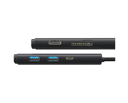 Переходник HUB Baseus Lite Series 6in1 (Type-C to HDMI + 2xUSB 3.0 + PD+SD/TF) (WKQX05) (00000063730_1)