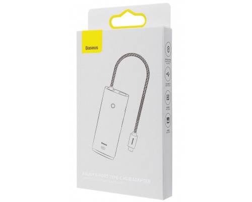 Переходник HUB Baseus Lite Series 6in1 (Type-C to HDMI + 2xUSB 3.0 + PD+SD/TF) (WKQX05) (00000063730_1)