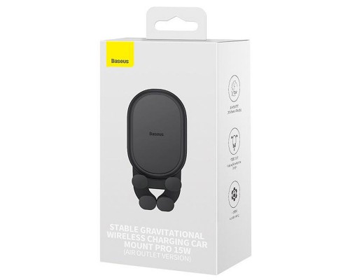 Автодержатель с БЗУ Baseus Stable Gravitational Car Mount Pro 15W (Air Outlet Version) (SUWX03) (00000066878_1)