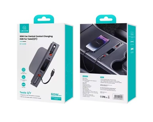 Переходник HUB Usams US-SJ649 60W Car Central Control Charging HUB For Tesla (3/Y) (00000070778_1)