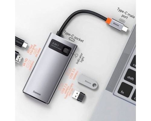 Переходник HUB Baseus Metal Gleam Series 4-in-1 Type-C (CAHUB-CY) (00000062776_1)