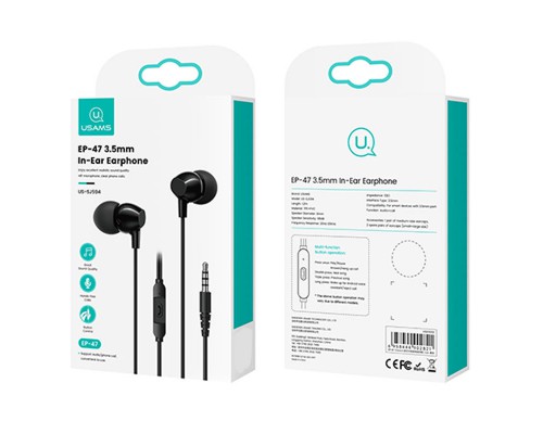 Наушники Usams US-SJ594 EP-47 с микрофоном (3.5mm/1.2m) (00000062622_1)