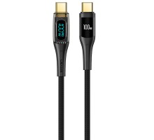 Дата кабель USAMS US-SJ591 Type-C to Type-C PD 100W Transparent Digital Display Cable (2m) (00000062629_1)