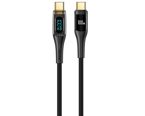 Дата кабель USAMS US-SJ591 Type-C to Type-C PD 100W Transparent Digital Display Cable (2m) (00000062629_1)