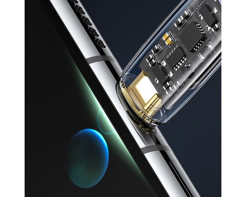 Дата кабель USAMS US-SJ591 Type-C to Type-C PD 100W Transparent Digital Display Cable (2m) (00000062629_1)