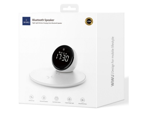 БЗУ WIWU Wi-W017 15W Wireless Charger+Digital Alarm+Bluetooth Speaker (00000068520_1)