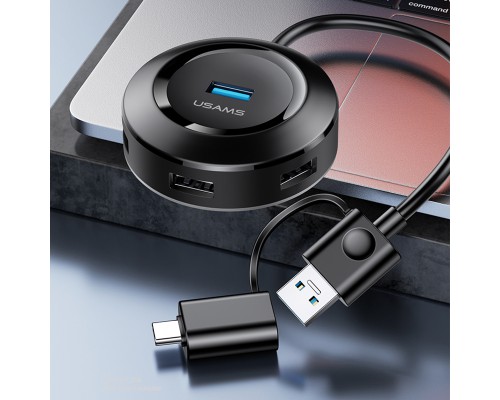Адаптер USAMS US-SJ416 4 USB HUB Smart Adapter USB3.0+Type-C3.0 (00000034534_1)