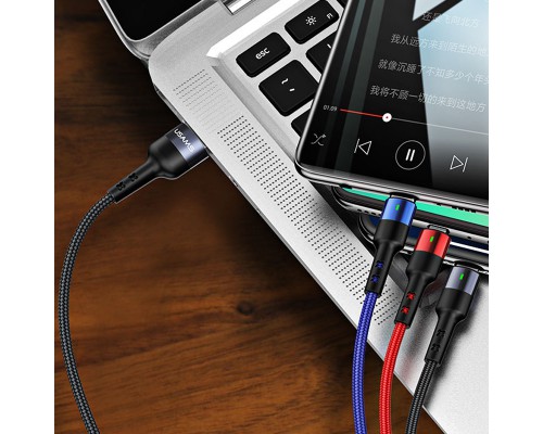 Дата кабель Usams US-SJ410 U26 3in1 USB to Combo 2A (0.35m) (00000036475_1)