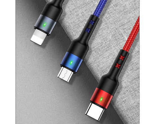 Дата кабель Usams US-SJ410 U26 3in1 USB to Combo 2A (0.35m) (00000036475_1)
