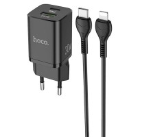 СЗУ Hoco N13 Bright PD 30W + QC3.0 (1USB/3A) + Type-C to Lightning (00000052978_1)