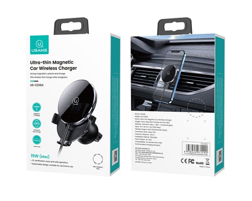 Автодержатель с БЗУ USAMS US-CD164 Ultra-Slim 15W (00000049262_1)