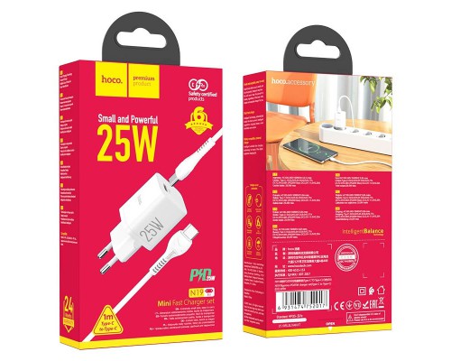 СЗУ HOCO N19 Rigorous PD25W 1Type-C + cable Type-C to Type-C (00000052993_1)