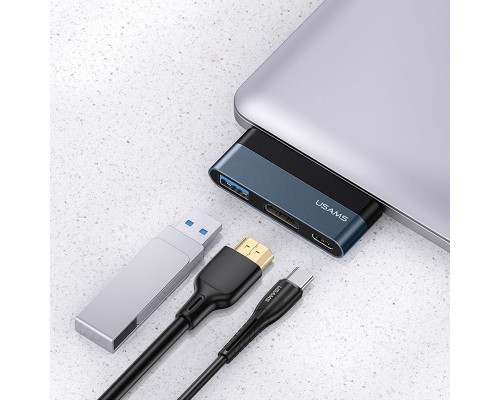Переходник HUB Usams US-SJ492 Type-C Mini Hub (USB + HDMI + Type-C) (00000049256_1)