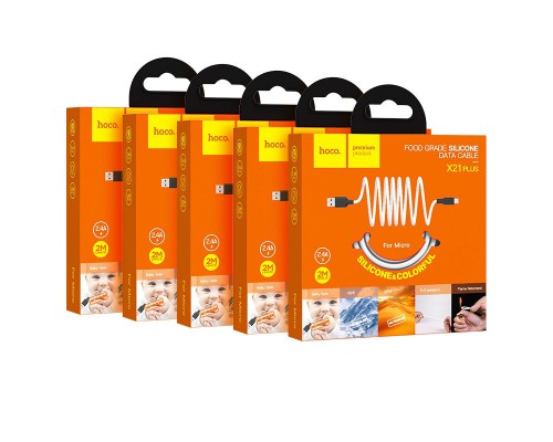 Дата кабель Hoco X21 Plus Silicone MicroUSB Cable (2m) (00000035240_1)