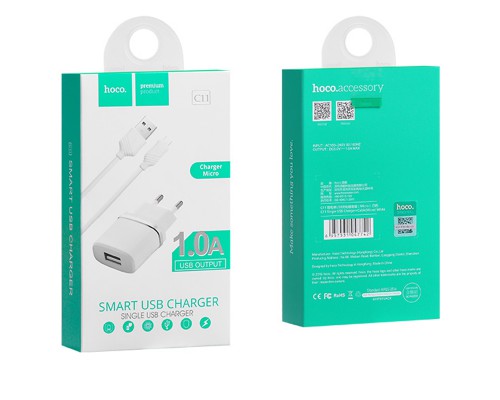 СЗУ Hoco C11 USB Charger 1A (+кабель microUSB 1м) (00000022668_1)