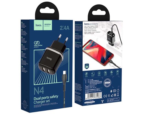СЗУ Hoco N4 (2USB/2.4A) + MicroUSB (00000048810_2)
