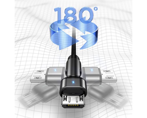 Дата кабель USAMS US-SJ478 U60 Rotatable USB to MicroUSB (1m) (00000042604_1)