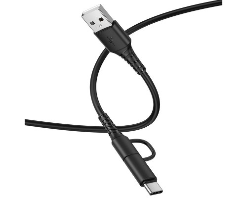 Дата кабель Hoco X54 Cool dual 2in1 USB to MicroUSB-Type-C (1m) (00000058735_1)