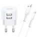СЗУ USAMS T20 Dual USB Round Travel Charger (EU)+U35 Micro USB cable (00000034479_1)