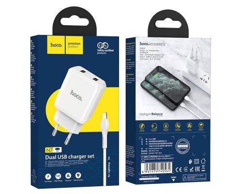 СЗУ HOCO N7 (2USB/2,1A) + USB - Lightning (00000049072_1)