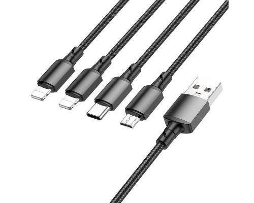 Дата кабель Borofone BX72 USB to 4in1 (Lightning/Lightning/MicroUSB/Type-C) (1m) (00000058302_1)